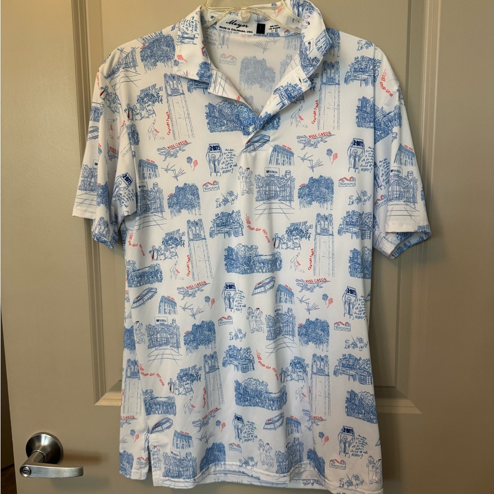 Blue and White UF Men's polo